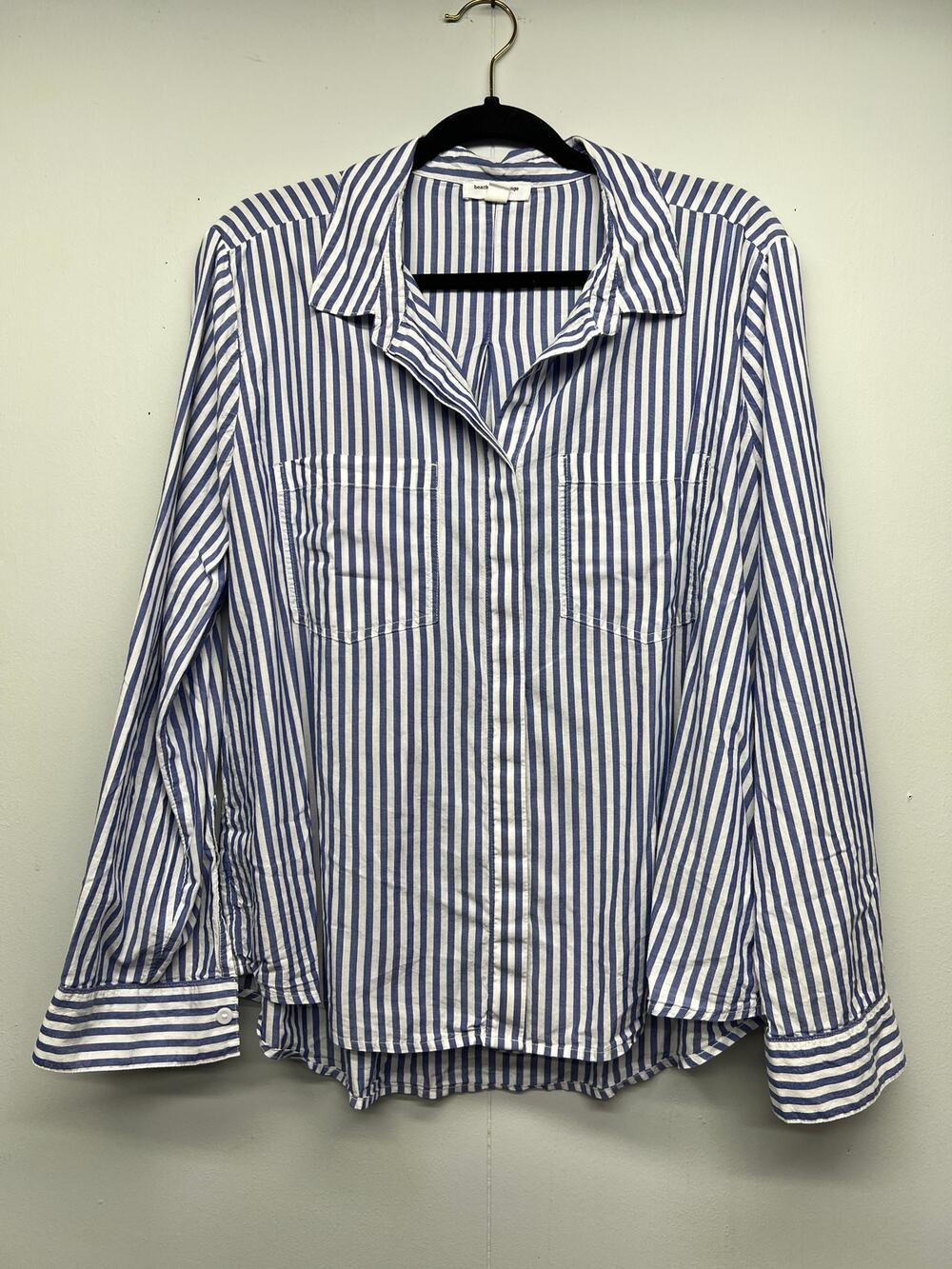 BeachLunchLounge Cotton Modal Striped Shirt Womens XL Career Academia Workwear